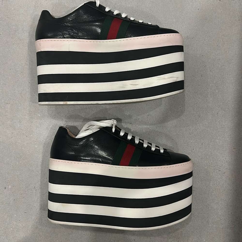Gucci Authentic Peggy Leather Platform Sneakers